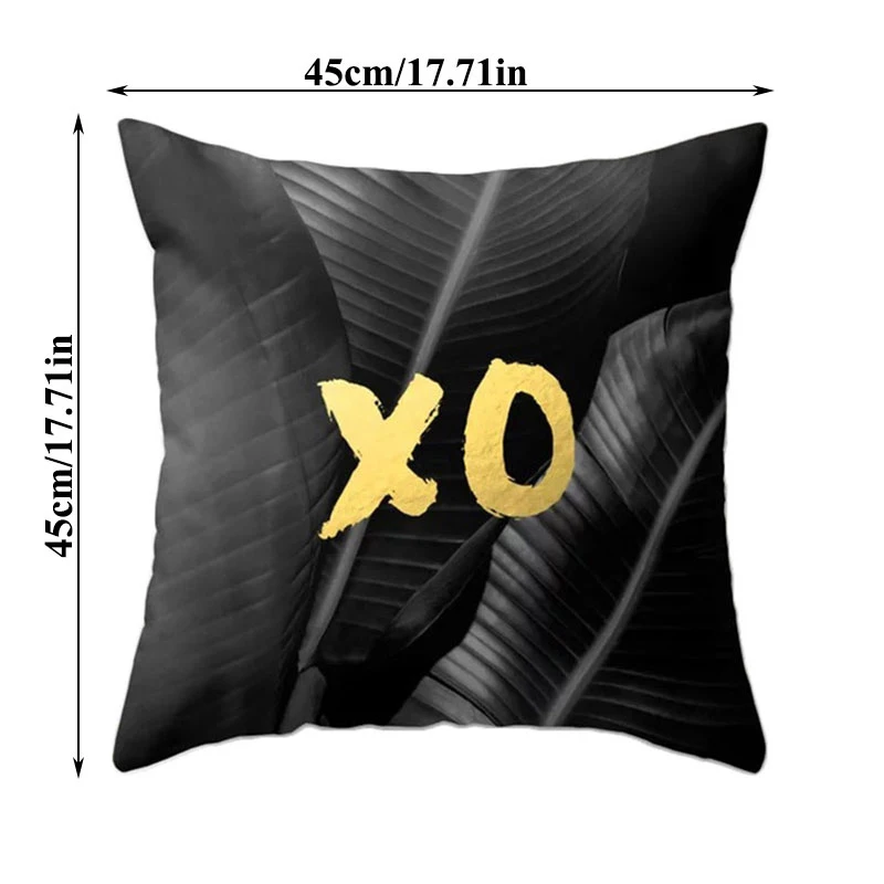 

Modern Simplicity Sofa Cushion Cover Polyester Pillowcase Soft Golden Leaves Pillowcase Gold Foil Decorative Cushion Cover