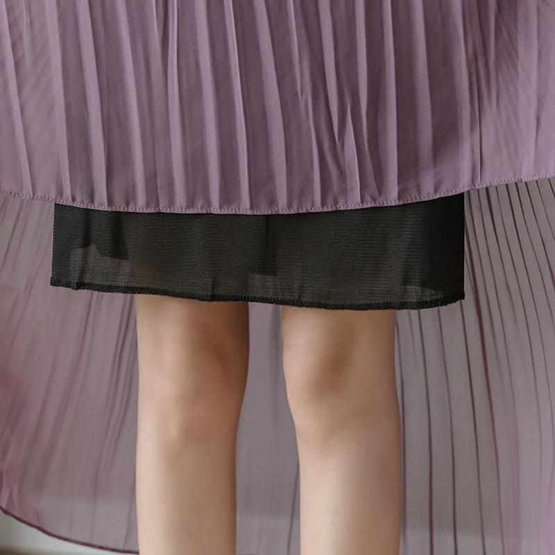 

Women Chiffon Skirts 2020 Summer Fashion Female Elegant Vintage Loose Casual Pleated Skirt Loose A-line Tutu Maxi Skirt