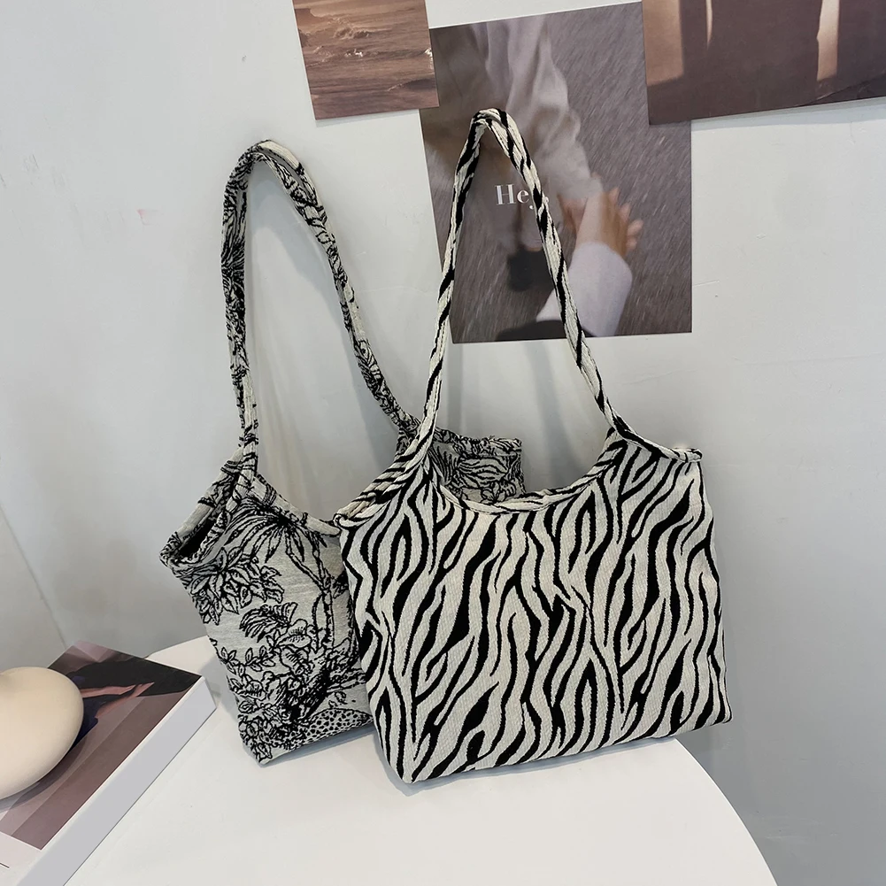 

Модная женская Холщовая Сумка для покупок с принтом зебры, повседневная женская вместительная сумка-тоут, элегантные женские квадратные су...