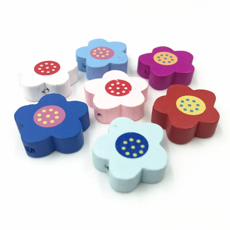 100 шт. деревянные бусины в виде цветов 20 мм|Принадлежности для рукоделия| |