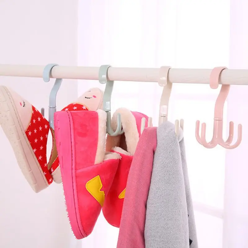 

4 Claw 360 Degree Rotatable Multi-Function Rack Clothes Tie Belt Plastic Closet Storage Hooks Handbag Bag Holder Space Saving