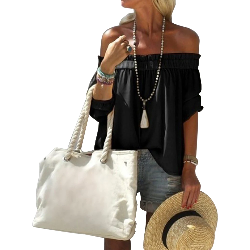 Пляжная Повседневная Блузка с открытыми плечами для путешествий женская рукав