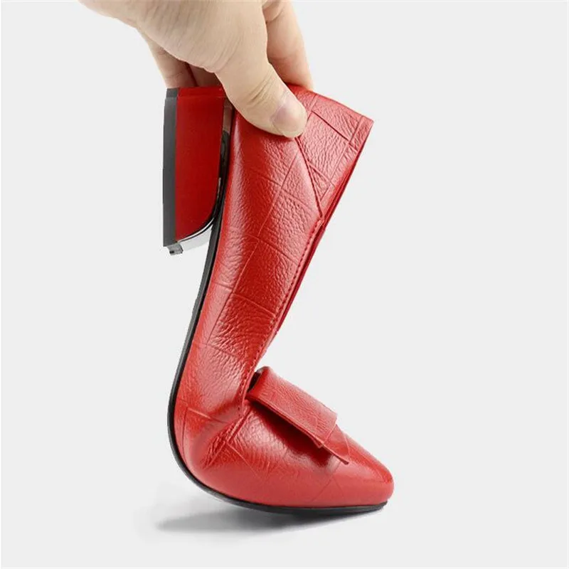 

Work Shoes Women High Heels Pumps Office Lady Casual Footwear Women's Cowhide New Pointed Toe Fashion Comfort Slip on Female