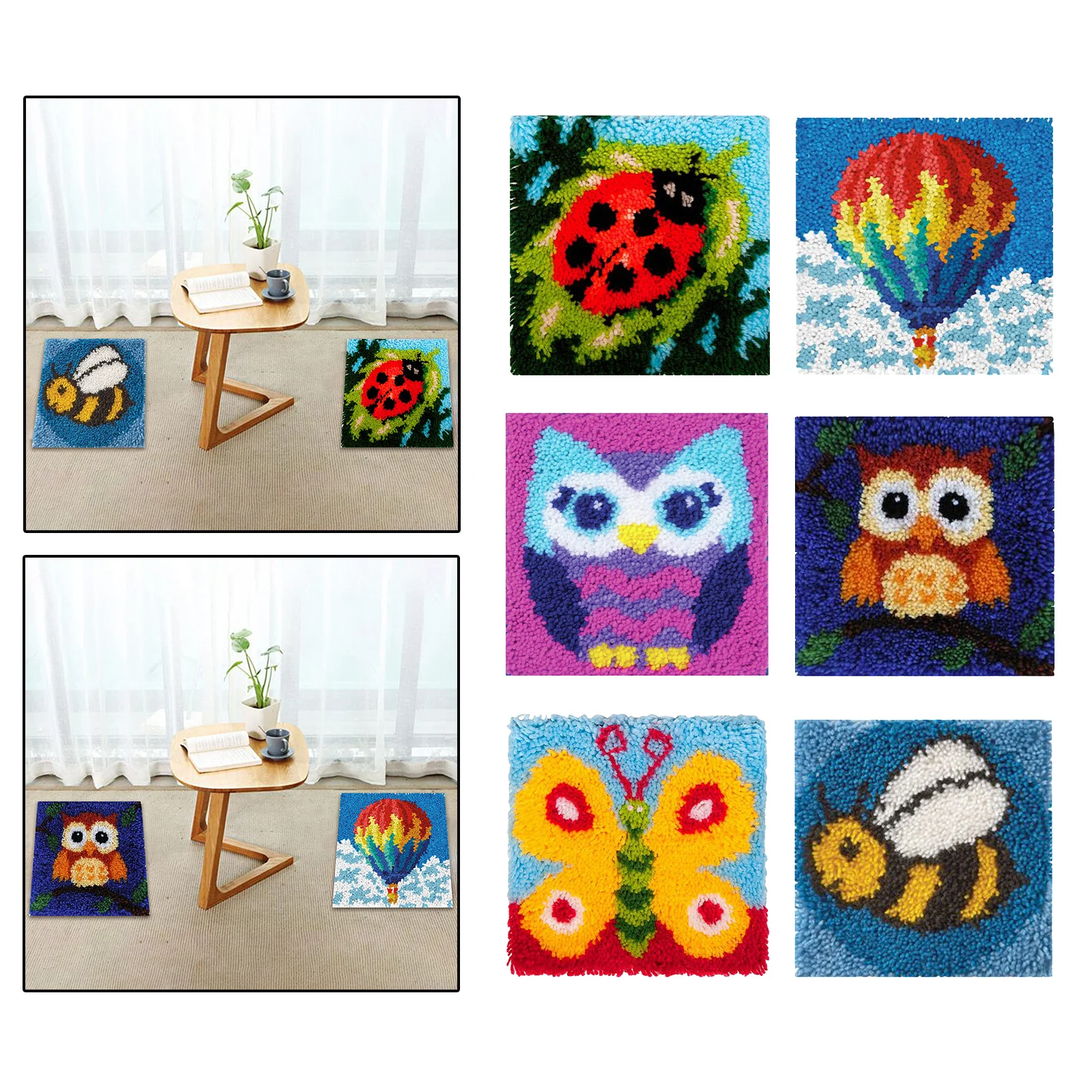 

Square Latch Hook Rugs Carpets Cushion Mat Making Kits Crafts for Beginners