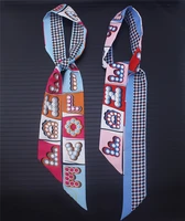designer new womens silk scarves 120cm tie wrap bag handle scarf small ribbon skinny narrow hair band neck scarf m