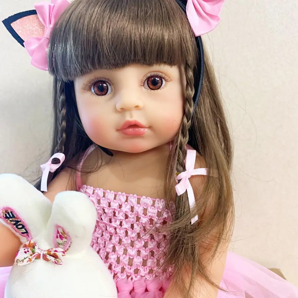 

Кукла реборн силиконовая, Реалистичная кукла принцессы, очень мягкая, розовая, для ванной, 55 см