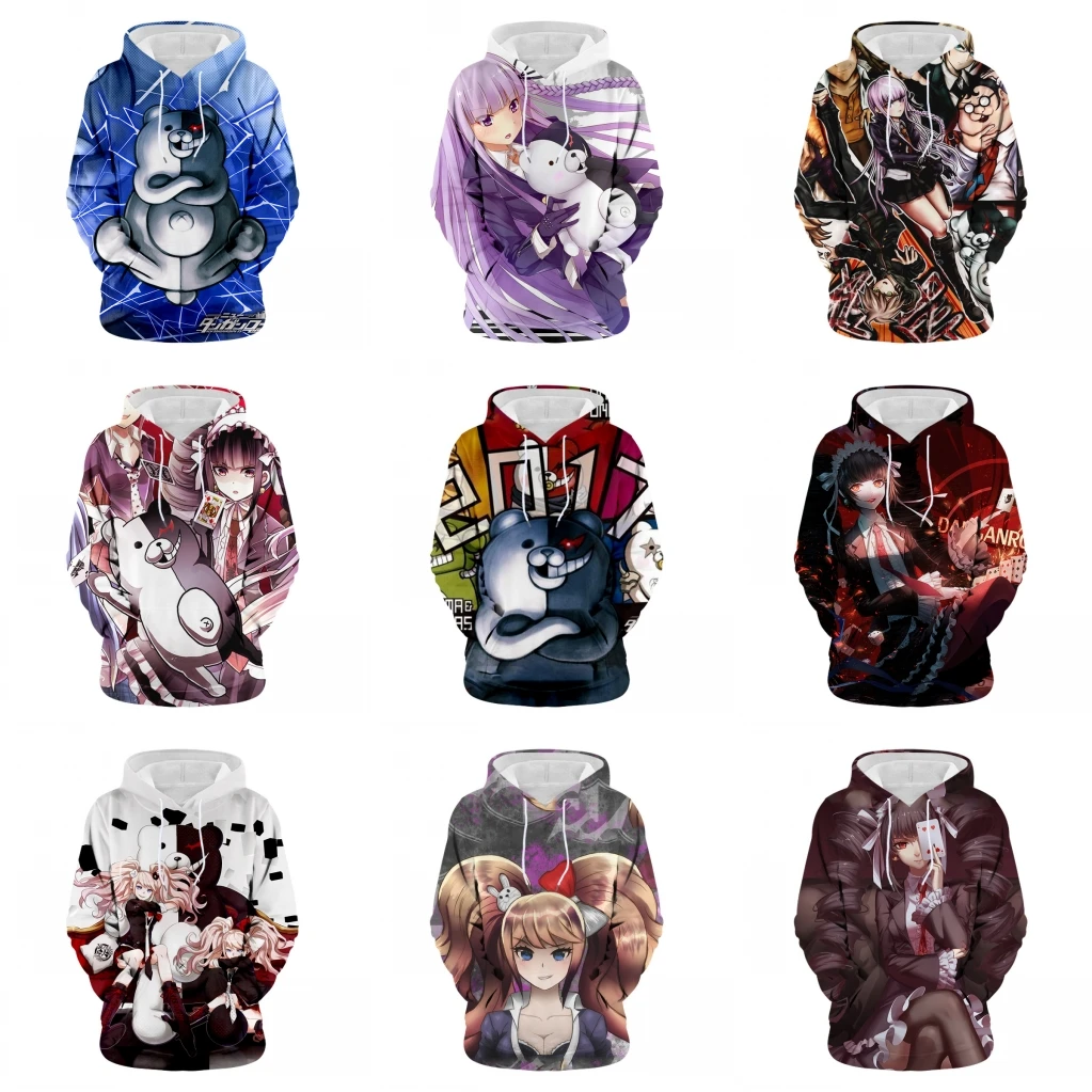 Толстовки Danganronpa толстовки с капюшоном Monokuma мужские и женские повседневные