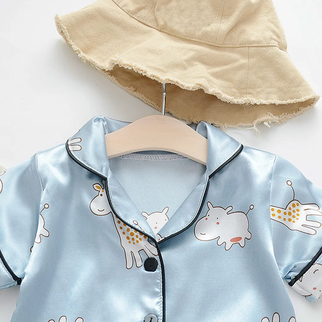 Детская одежда пижамы с короткими рукавами для маленьких мальчиков и девочек