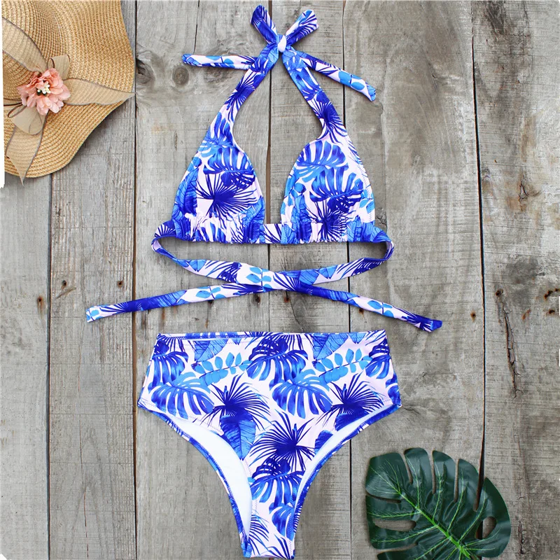 

Flower Printed Bikini Set Women Bathing Suit High Waist Two Piece Bikini Swimwear Dot Swimming Suit for Women High Waist Trajes