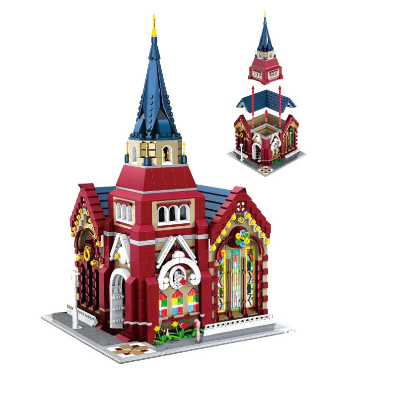 

City Street View Shanghai Church Large Model Building Blocks Creator House Bricks Compatible Figure Set 2346 Pcs Christmas gifts