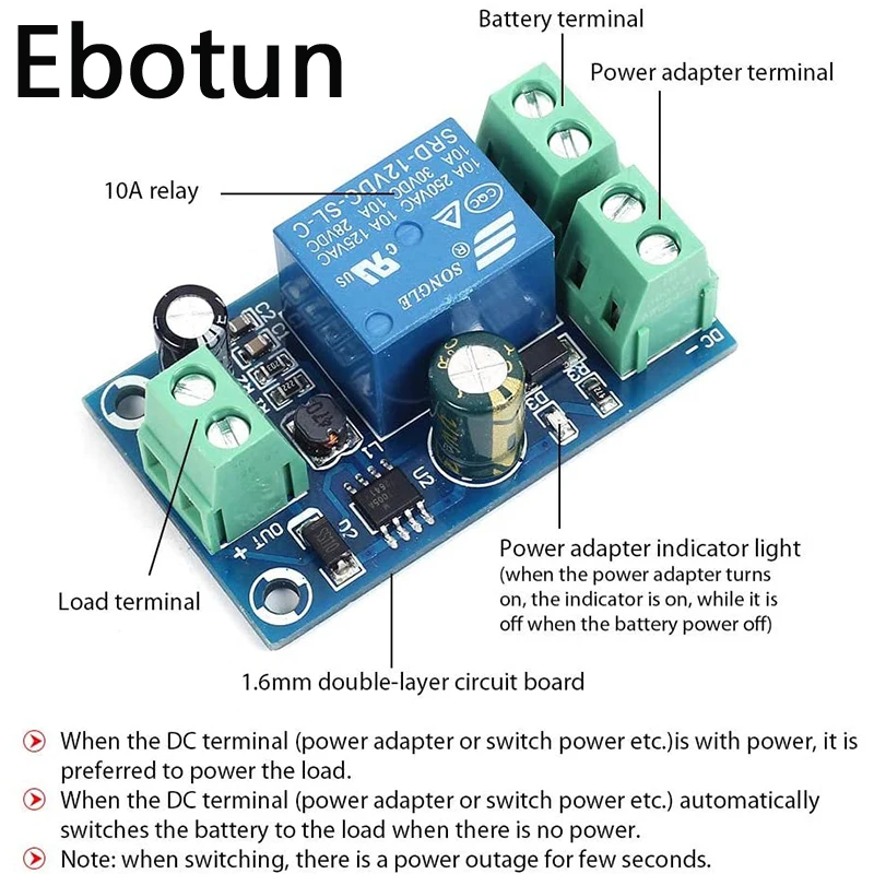 Power-OFF Protection Module Automatic Switching UPS Emergency Cut-off Battery Power Supply 5V to 48V Control Board | Электронные