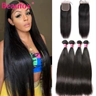 Пряпряди Beaufox с застежкой, малазийские волосы, 34 пряди ков с застежкой, человеческие волосы Remy, пряди с кружевной застежкой