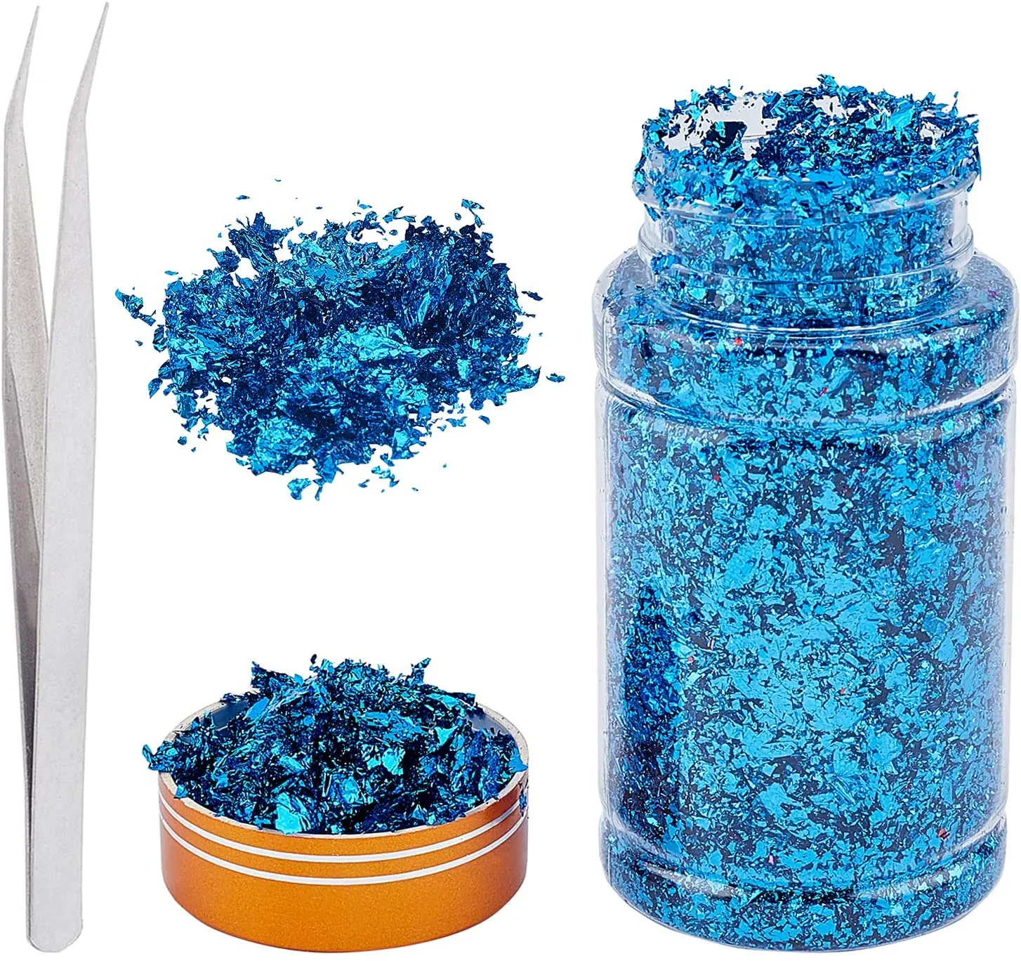 

1 Набор хлопьев из золотой фольги, металлические хлопья из фольги, металлические Золотые листья с пинцетом для дизайна ногтей, рисования, по...