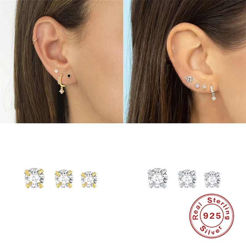 

Aide 925 Sterling Silver Stud Earrings for Women Ear Piercing Helix Cartilage Earring Minimalist Small Pearl Earrings Jewelry