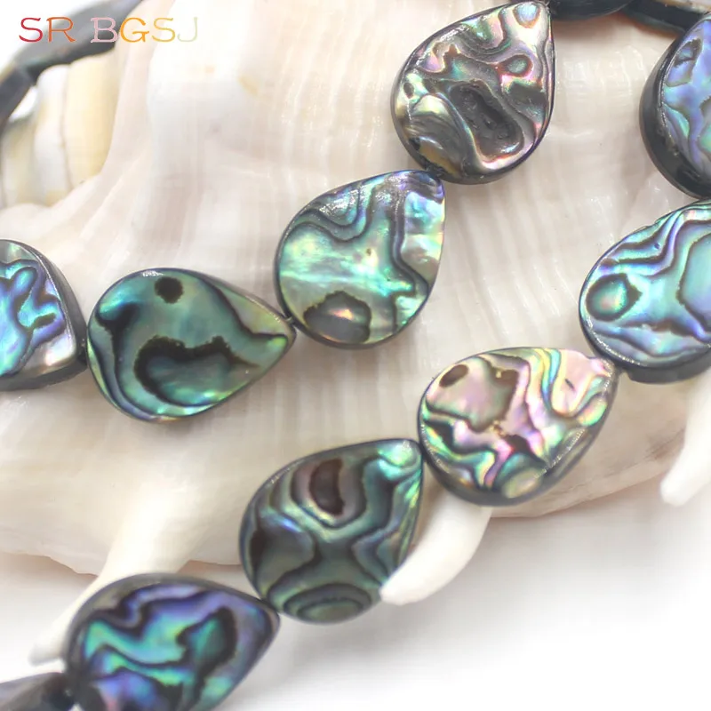 

Free Shipping 10x14mm 12x16mm 13x18mm High Quality Drip Shape Abalone Shell Jewelry Making Loose Beads 15