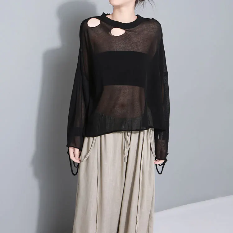 Женская трикотажная футболка [EAM] 2021New весна лето круглый вырез короткий рукав