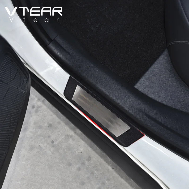 

Vtear For Toyota RAV4 2019 2020 2021 Accessories Car Door Sill Scuff Plate Interior Trim Stainless Steel Protector Plates Cover