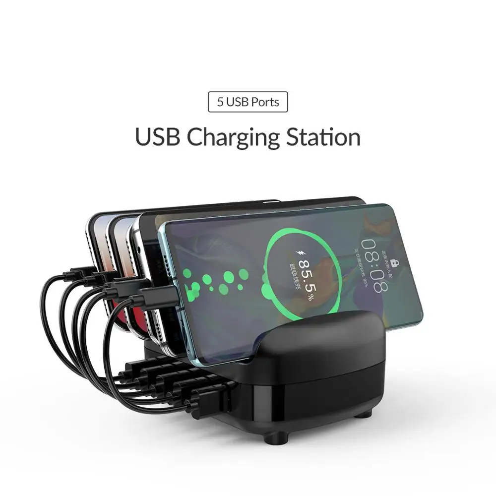 ORICO 5 портов USB Зарядное устройство Док-станция с держателем 40 Вт 5V2. 4A* 5 usb зарядка для iphone pad PC Kindle Tablet