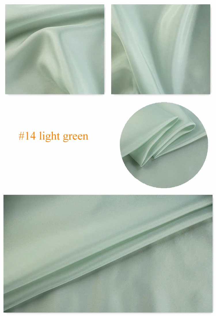 14 light green Чистый шелк тутового шелкопряда подкладка ткань habutai Tissu - Цвет: 14 light green
