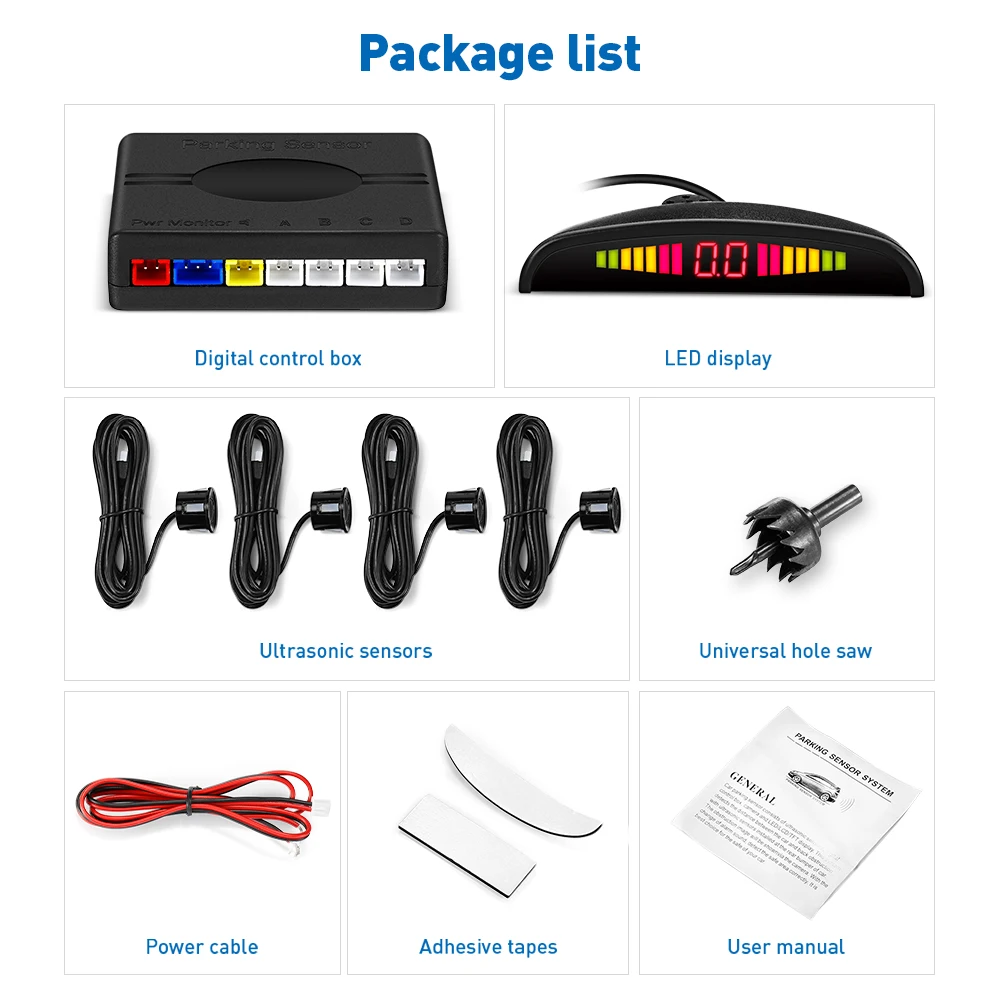 Датчик парковки автомобиля с 4 датчиками светодиодный дисплей запасной