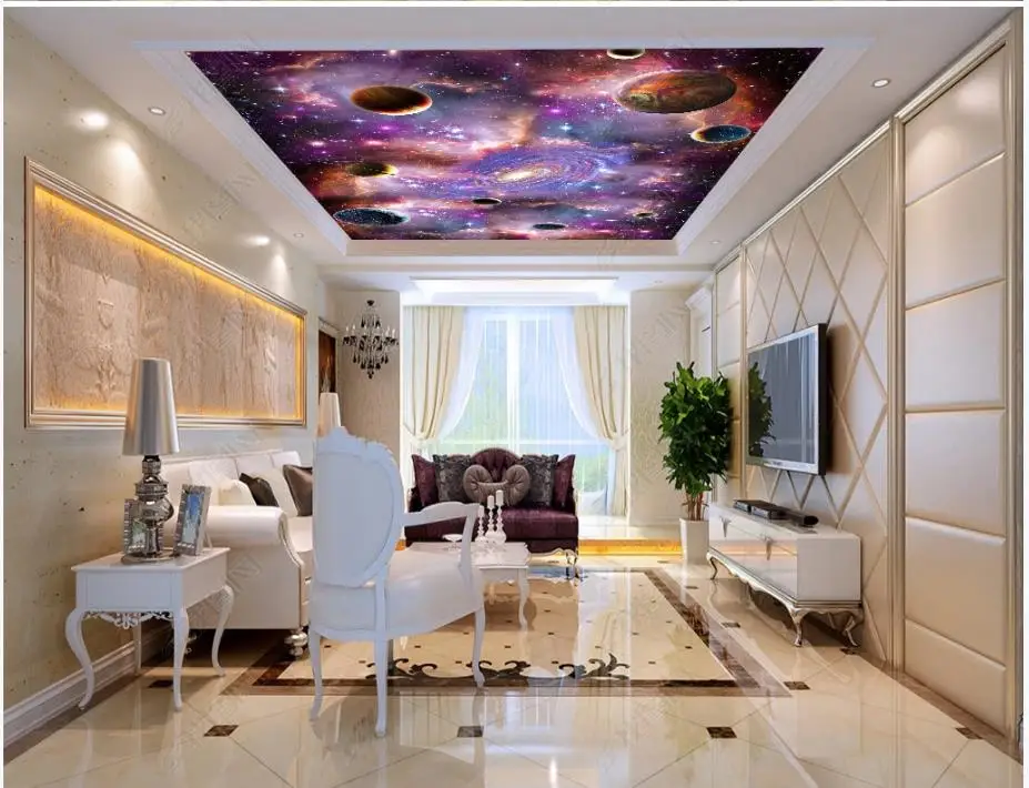 Настенная фотообои на заказ 3D потолок фрески обои Вселенной Звездное Млечное путь 3D потолочная зенитная фреска Обои.