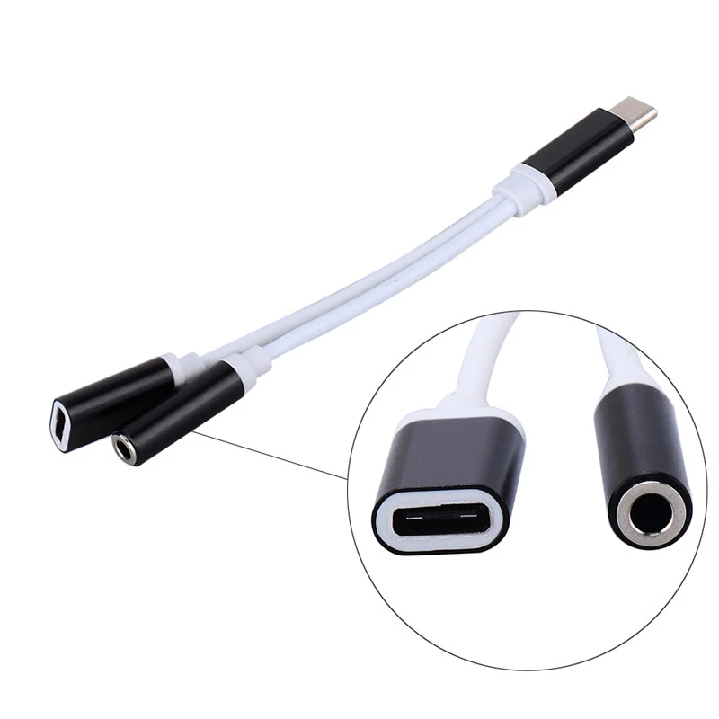 3.5mm Jack For 1 in 2 USB-C to 3.5 AUX Audio Cable 2in1 USB Type C Splitter Earphone Adapter | Мобильные телефоны и