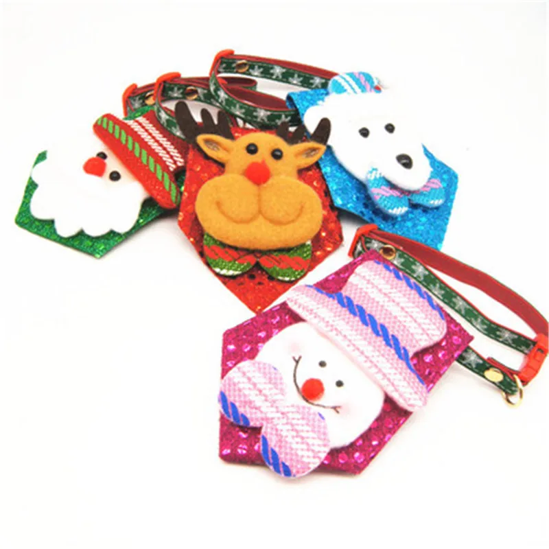

10pcs Christmas Pet Products Snowman Deer Pet Ties Small Middle Dog Ties Pet Collar Pet Dog Collar Adjustable Dog Accessories