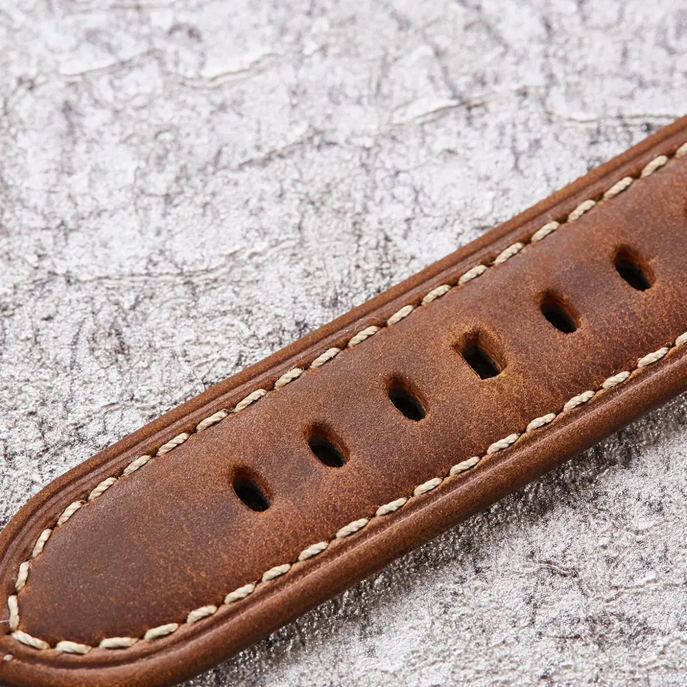Vintage Leather Brown Watch Band 20mm 22mm Retro Watchband Accessories Handmade Belt Strap