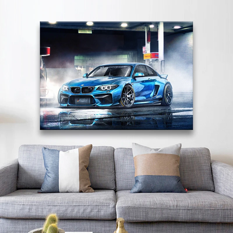 

Modern BMW M3 Classic Sports Car Canvas Painting Decoration Living Room Office HD Home Frameless
