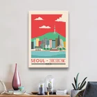 Принты на холсте Сеул, Южная Корея, путешествия, настенная живопись, Модульная картина, украшение для дома, плакат, гостиная, без рамки