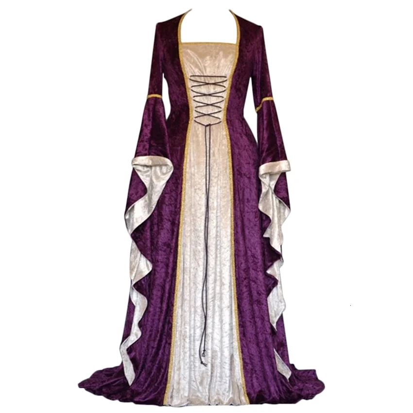 

New Medieval Dress Halloween Costumes for Women Cosplay Palace Noble Long Robes Ancient Bell Sleeve Princess Costume Dress
