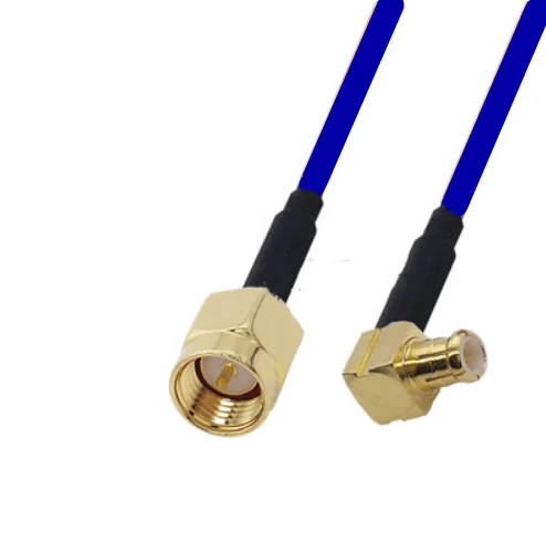 

1pcs SMA Male to MCX Male Right angle Connector RG405 RG-405 Semi Flexible Coaxial Cable .086" 50ohm Blue