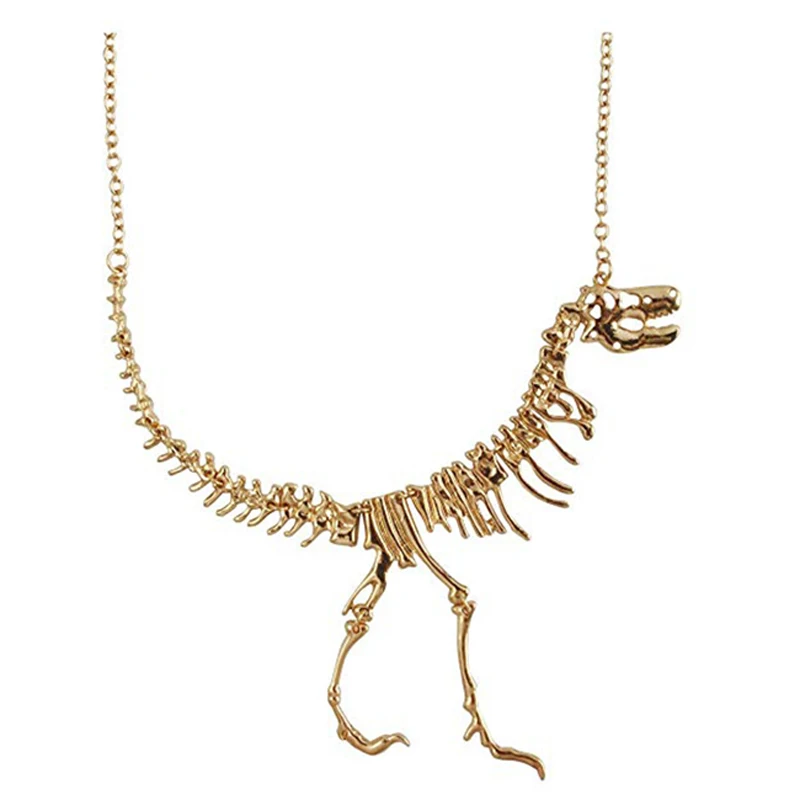 Gothic Tyrannosaurus Chains Necklace Women Rex Skeleton Dinosaur Necklace Pendant Charm Dragon Bone Collares Jewelry Necklaces