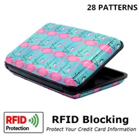 purdored 1 pc 32 patterns cartoon card holder aluminum women business credit card case holder rfid card wallet case tarjetero