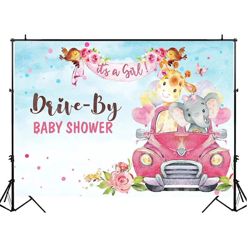 Лесной детский душ фон красный грузовик сафари животное Вечеринка для