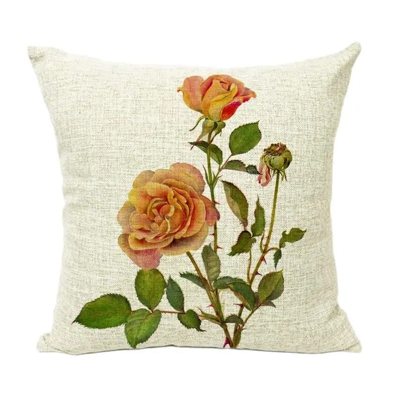 Красивые растения романтическая Роза Печать Подушка Набор Хлопок Лен цветок