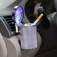car ashtray with colorful led atmosphere light airtight cover multi function car cup holder air outlet ashtray car accessories