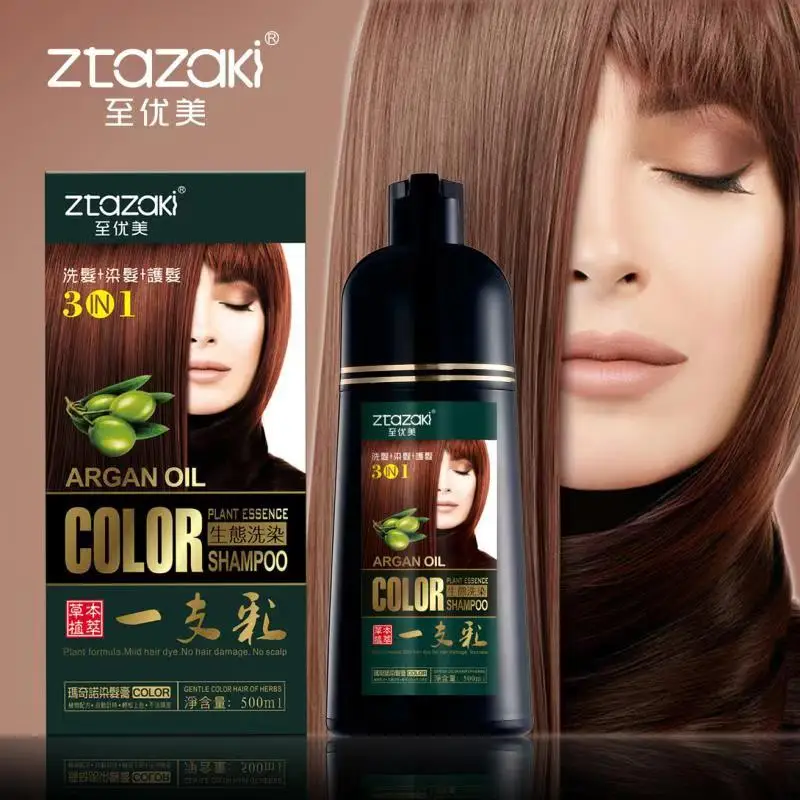 Shampoo Permanent Dark Brown For Women Gray Hair Coloring Shampoo