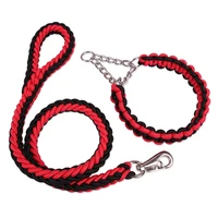 1 2m length double strand rope large dog leashes metal p chain buckle national color pet traction rope collar set for big dogs