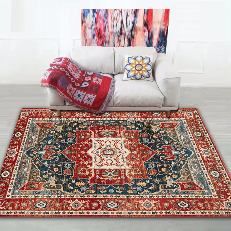 

National Style Bohemian Carpets Non-Slip Carpet for Living Room Study Mat Washable Bedroom Decoration Anime Rugs Room Decoration