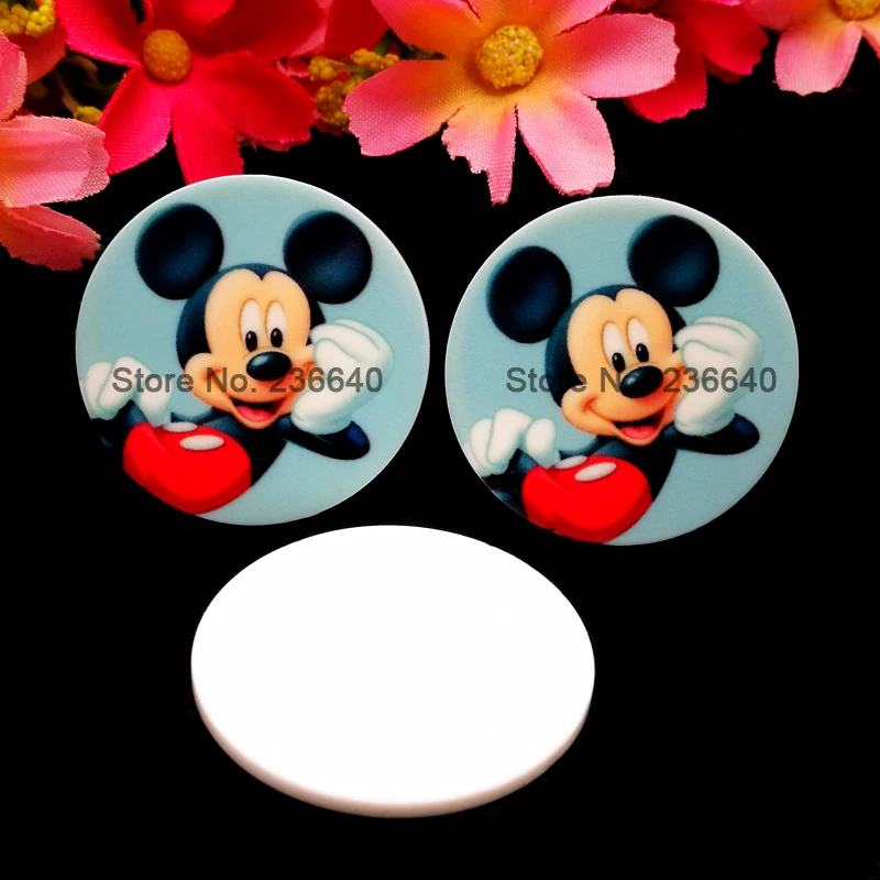 40 шт./лот 35 мм круглые лежа Микки кабошоны мышка плоская спина Детская соска бант
