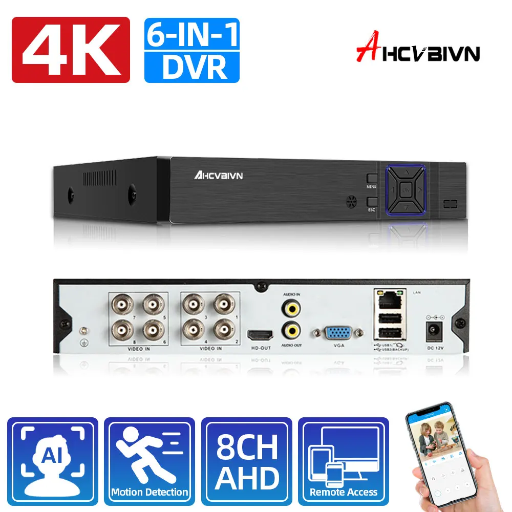 

H.265 Xmeye 8CH AHD Analog DVR NVR 8CH Video Recorder Face recognition 5MP Surveillance Hybrid 6 in1 Security Surveillance Video