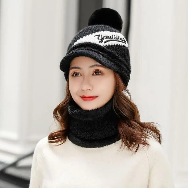 Шапки Skullies, зимняя шапка, комплект, шарф для девочек, шапки Gorras, вязаная шапка, женская теплая шапка, шапки для женщин, шапочки, шапки