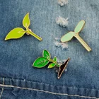 Брошь в виде зеленых растений, бутоны из бутонов, листья, эмалированная булавка, милые металлические значки в виде бутонов дерева, модные ювелирные изделия, подарок для детей
