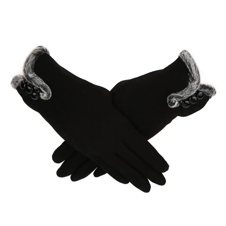 Черный Guantes зимние кашемировые перчатки для женщин на открытом воздухе для вождения мотоцикла полный палец перчатки для смартфонов теплые рукавицы Тактические# BL5 - Цвет: Черный
