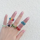 Разноцветные Плетеные кольца с рисовыми бусинами, Женские аксессуары, богемные женские кольца на палец