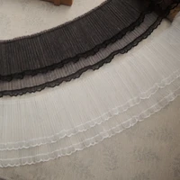 1yards pleated tulle lace fabric ribbon 12cm lace wedding trim sewing guipure craft supplies clothing lace appliques encaje qz01