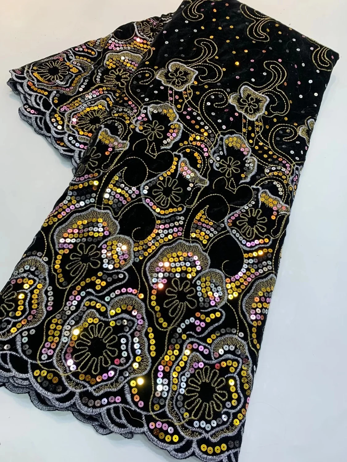 Новинка 2020 бархатная кружевная вышивка с блестками французская африканская