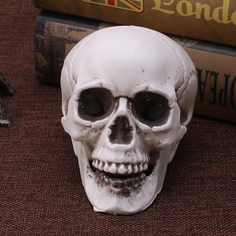 

1Pc Plastic Human Mini Skull Decor Prop Skeleton Head Halloween Coffee Bars Ornament