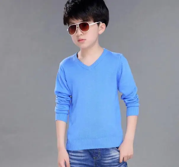 Весна 2020 детская одежда свитер для мальчиков однотонная повседневная рубашка с